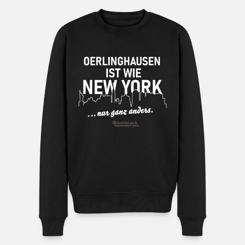 Oerlinghausen ist wie New York - Männer Premium Bio Pullover - Schwarz