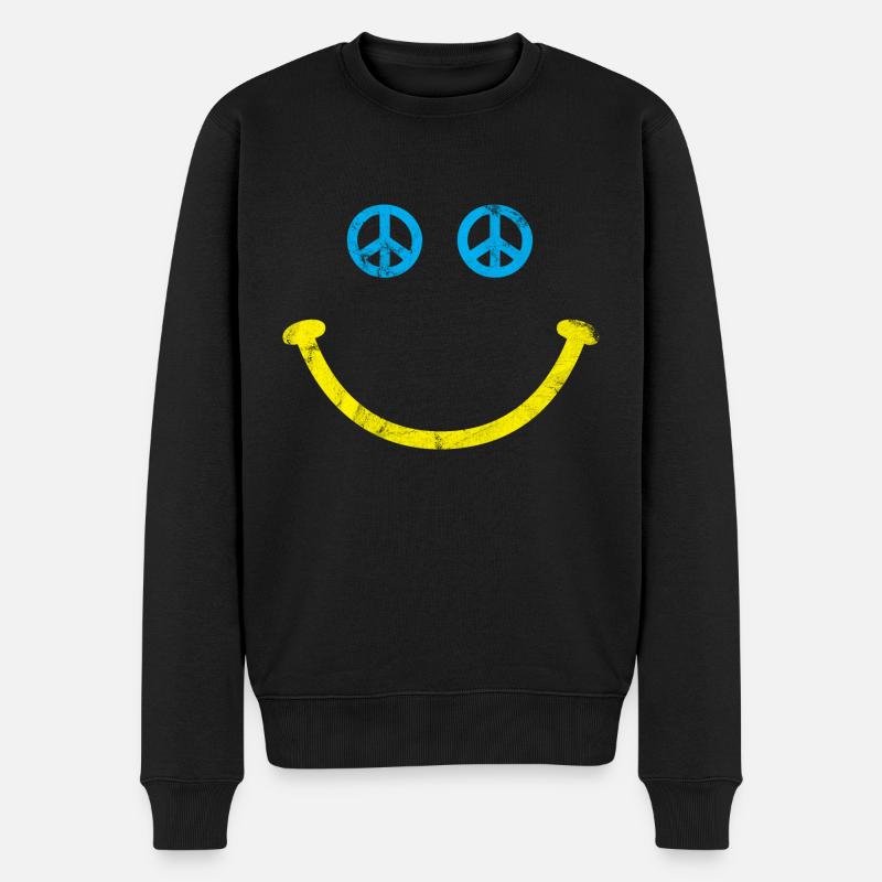 Frieden Freiheit - Männer Premium Bio Pullover - Schwarz