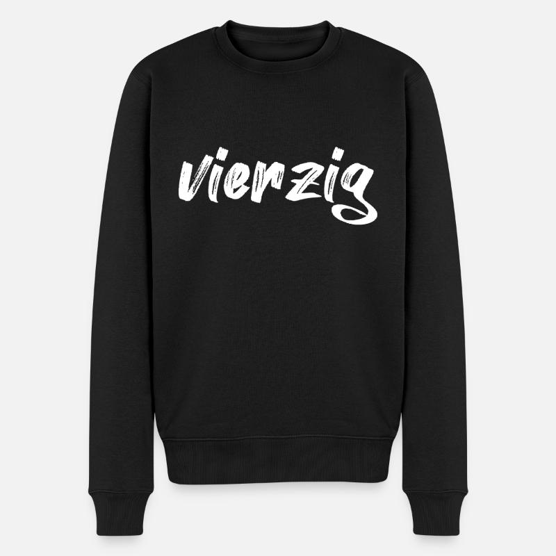 vierzig 40 Schriftzug - Männer Premium Bio Pullover - Schwarz