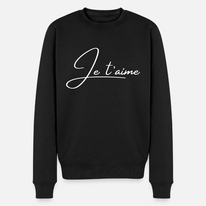 Ich liebe dich - Männer Premium Bio Pullover - Schwarz