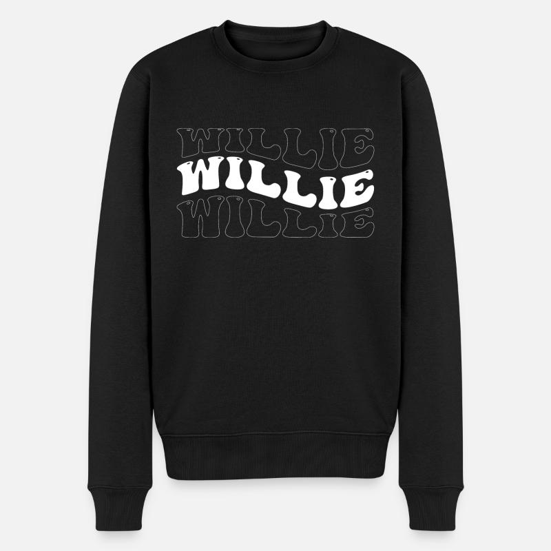 Lustig Willie Groovy 4 Männer Frauen Cool Willie Krawatte - Männer Premium Bio Pullover - Schwarz