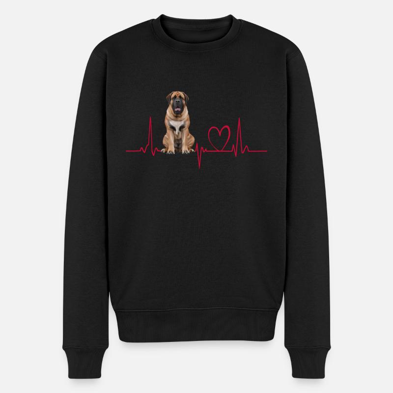 Herzschlag-Geschenk für Hunde - Männer Premium Bio Pullover - Schwarz