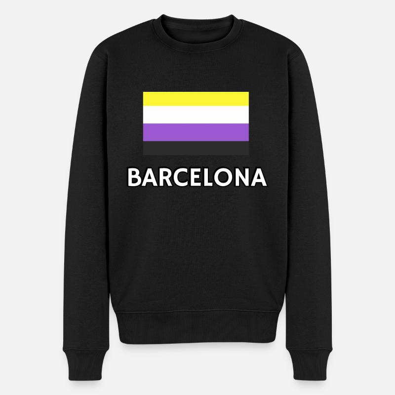 Non binary Pride Flag Barcelona - Men's Premium Organic Jumper - black