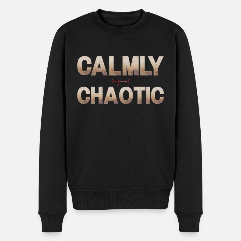 Calmy Chaotic - Männer Premium Bio Pullover - Schwarz