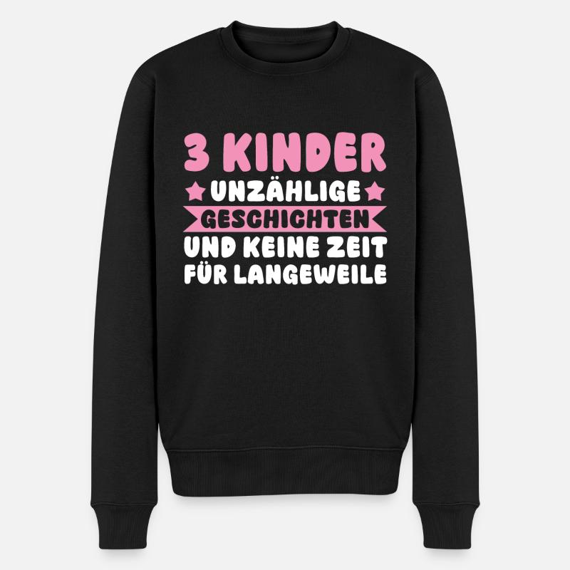 Mama Von 3 Kindern - Männer Premium Bio Pullover - Schwarz