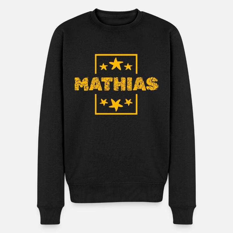 Mathias als Mathias - Männer Premium Bio Pullover - Schwarz