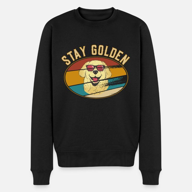 Stay Golden - Golden Retriever mit Brille - Männer Premium Bio Pullover - Schwarz