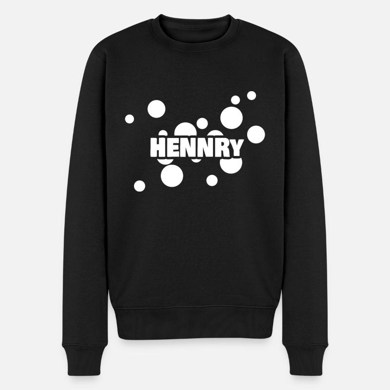 Vorname Hennry - Männer Premium Bio Pullover - Schwarz