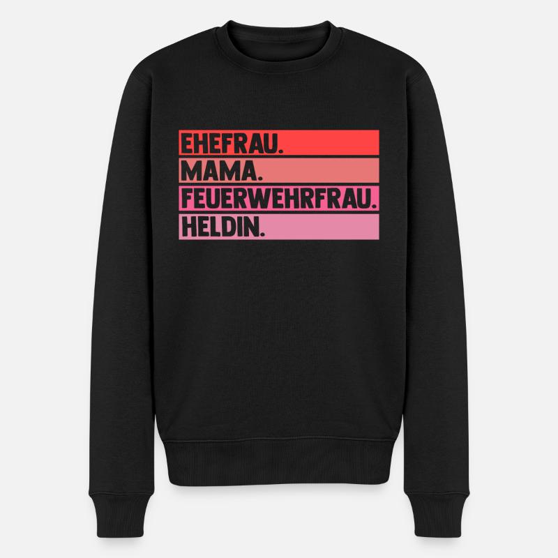 Feuerwehr Mama Mutter Feuerwehrfrau - Männer Premium Bio Pullover - Schwarz