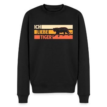 Tiger Motiv - Männer Premium Bio Pullover - Schwarz - Vorne - Nico (187cm)