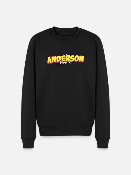 Anderson Benutzerdefinierter Name Comic-Stil Pop-Art, - Männer Premium Bio Pullover - Schwarz