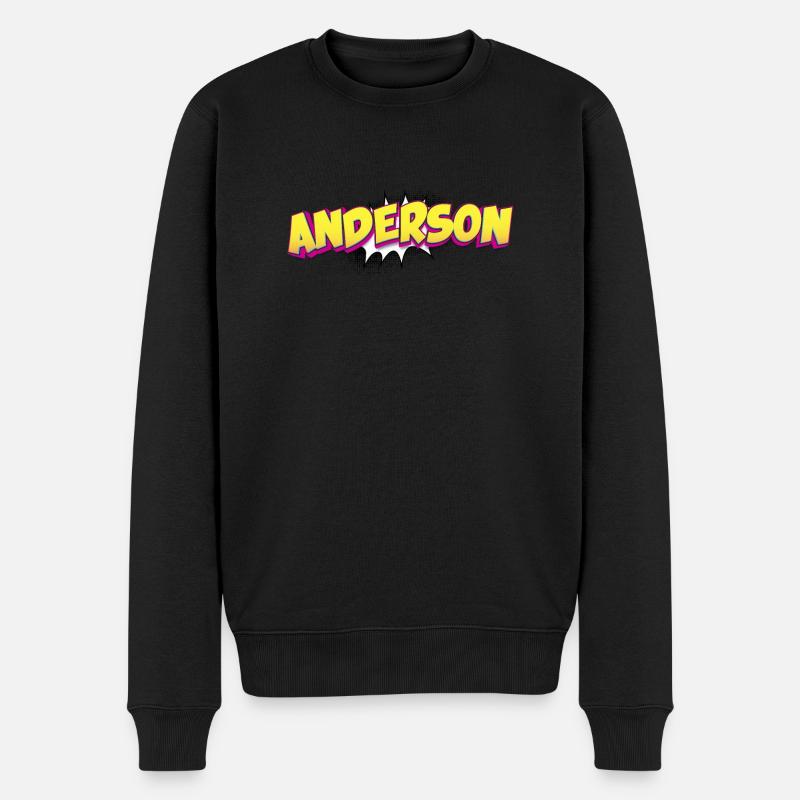 Anderson Benutzerdefinierter Name Comic-Stil Pop-Art, - Männer Premium Bio Pullover - Schwarz