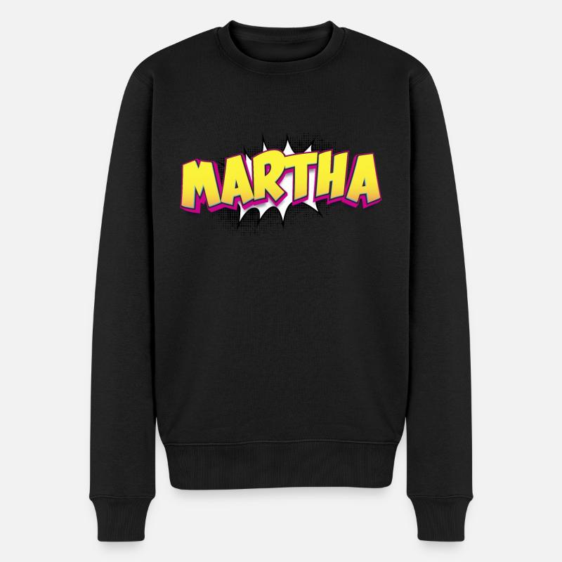 Martha Benutzerdefinierter Name Comic-Buch-Stil Pop-Art, - Männer Premium Bio Pullover - Schwarz