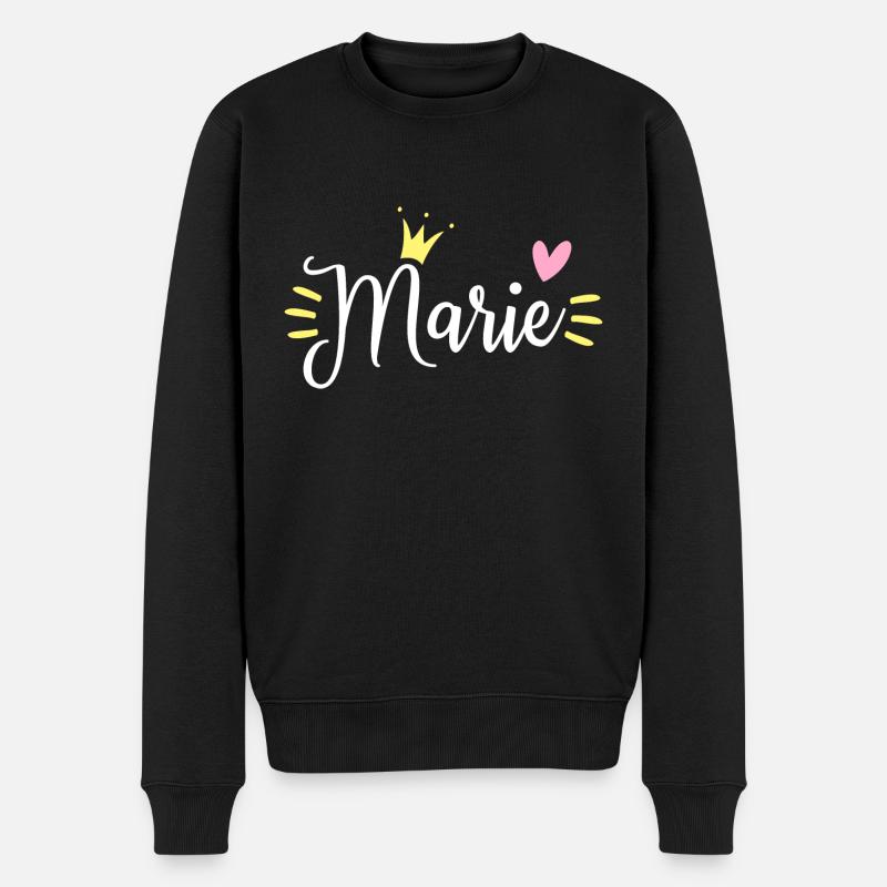 Marie Name Krone - Männer Premium Bio Pullover - Schwarz