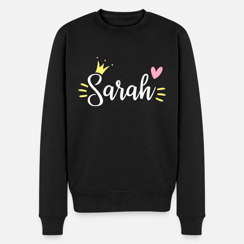 Sarah Name Krone - Männer Premium Bio Pullover - Schwarz