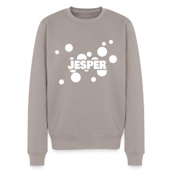Jesper als Vorname - Männer Premium Bio Pullover - Taupe - Vorne - Nico (187cm)
