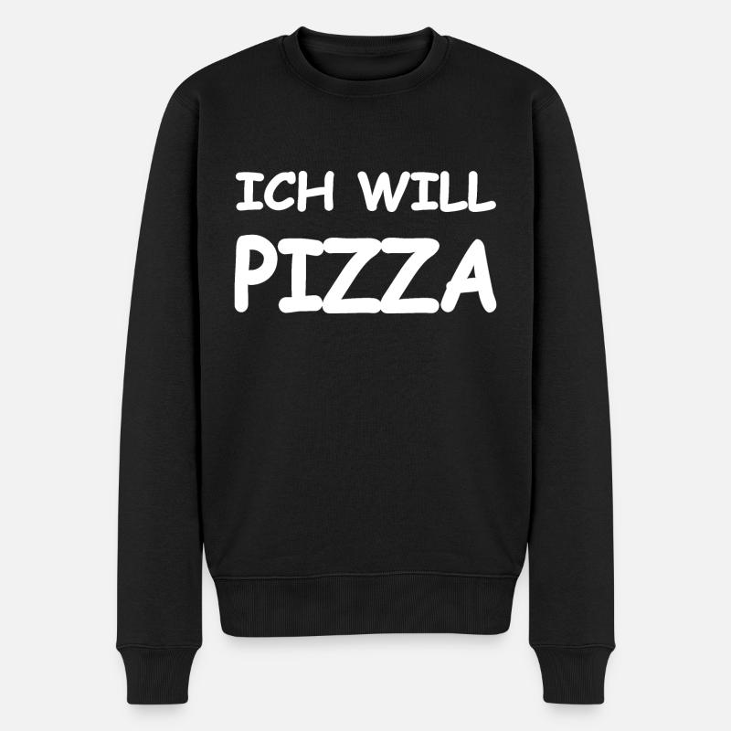 Pizza - Männer Premium Bio Pullover - Schwarz