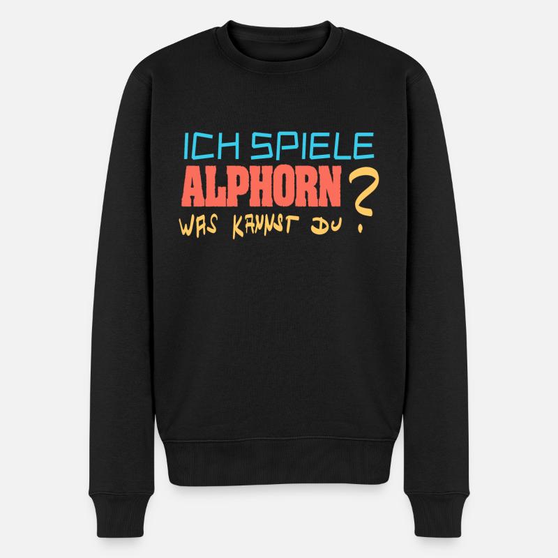 Alphorn - Männer Premium Bio Pullover - Schwarz