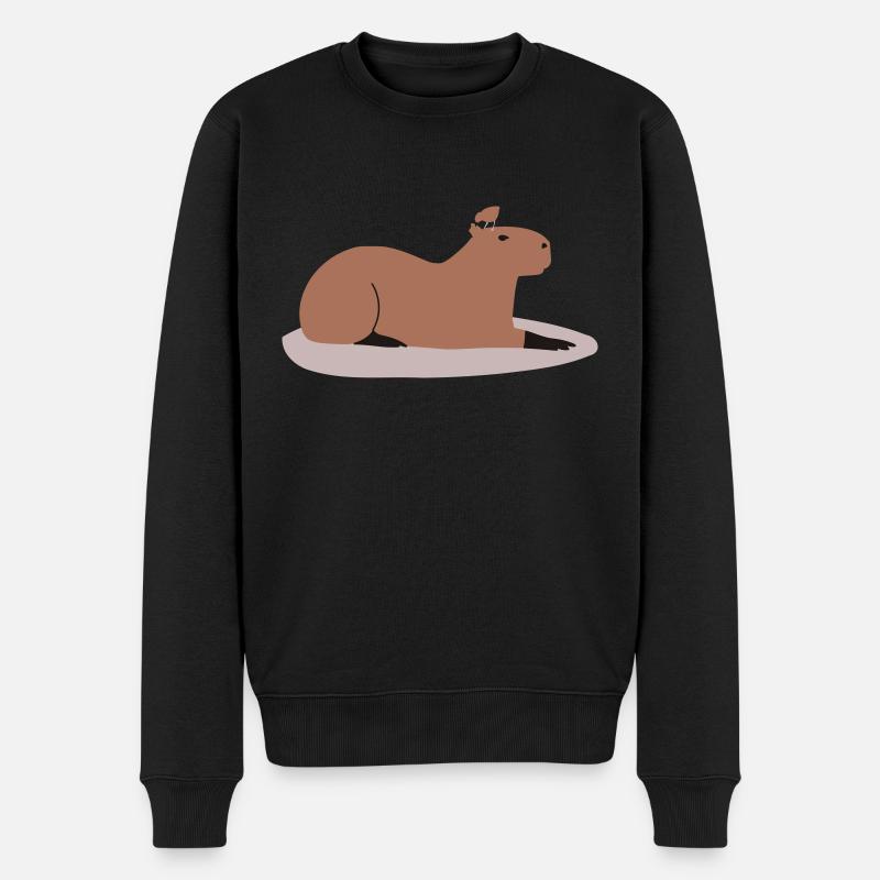 Capybara - Männer Premium Bio Pullover - Schwarz