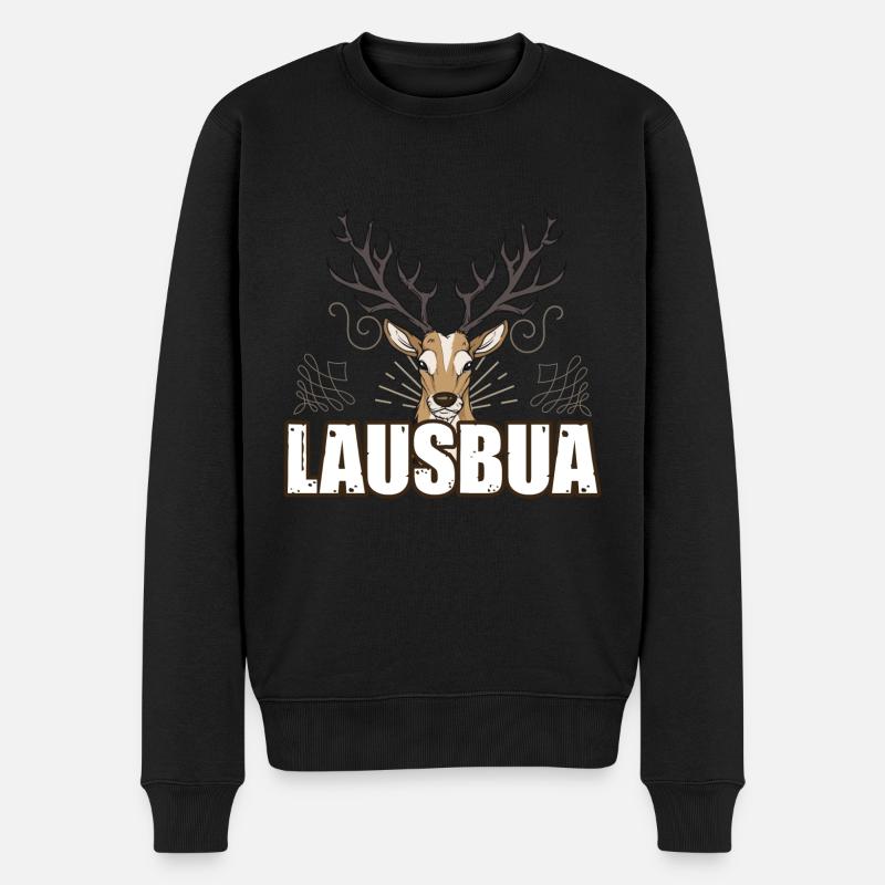 Lausbua Hirsch Lederhosen - Männer Premium Bio Pullover - Schwarz