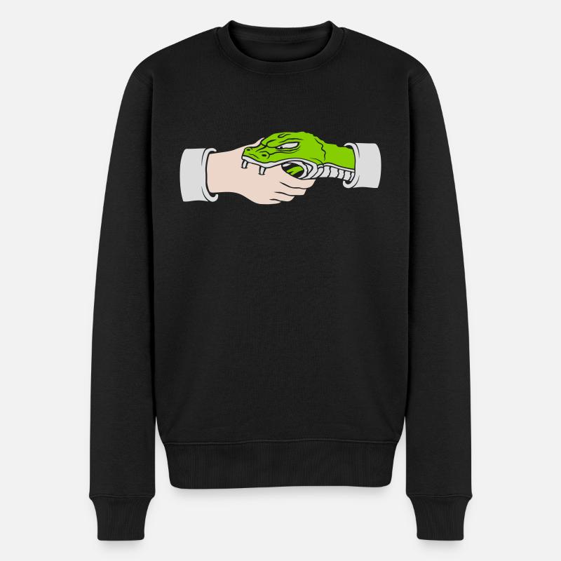 Greeting Handshake Snake Bites - Men's Premium Organic Jumper - black
