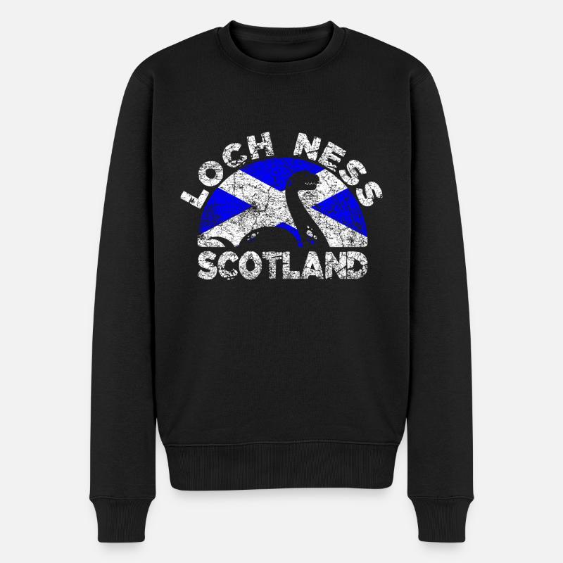 Monstre du Loch Ness en détresse Drapeau de l’Écosse - Pull Premium bio Homme - noir