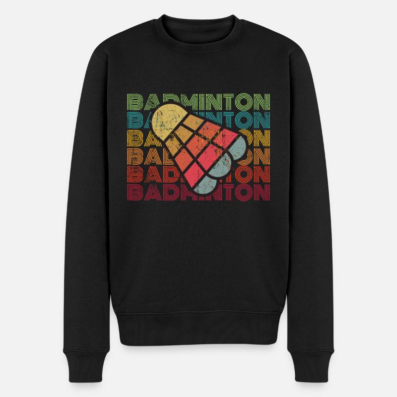 Badminton Retro - Männer Premium Bio Pullover - Schwarz