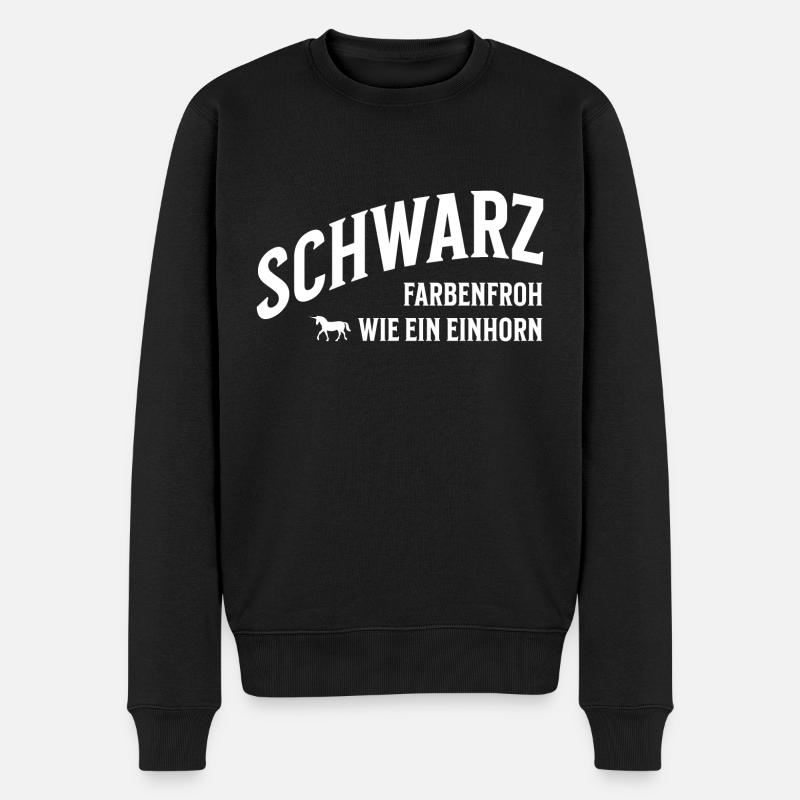 Schwarz wie ein Einhorn - Männer Premium Bio Pullover - Schwarz