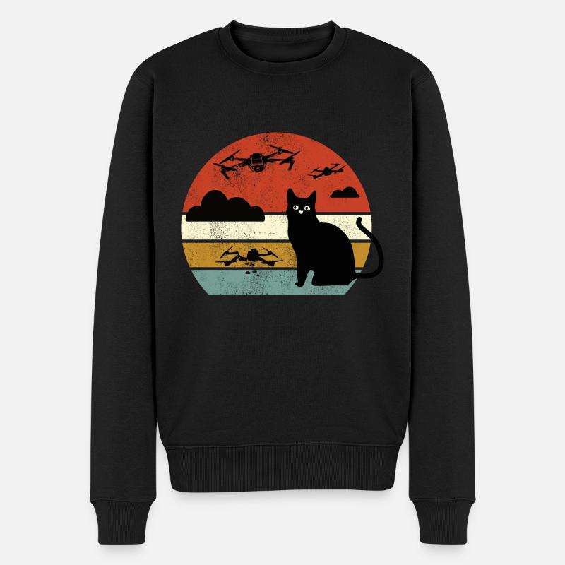 Kat Drone Drone Kat Droner Katte - Økologisk premium-sweatshirt til mænd - sort