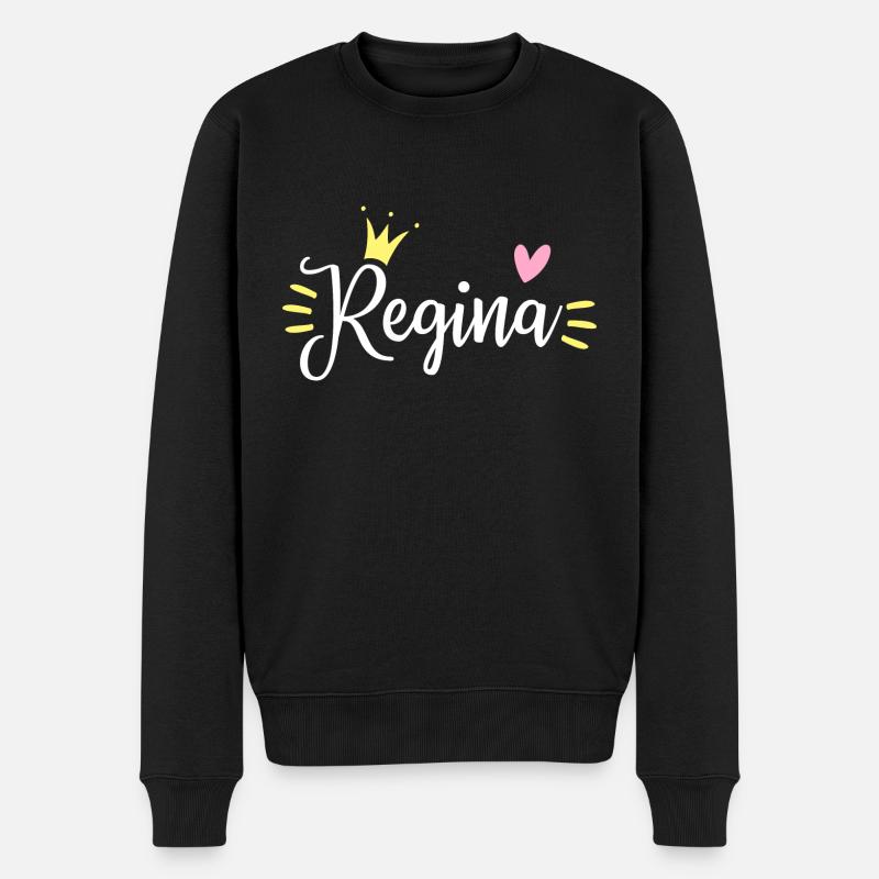 Regina Name Krone - Männer Premium Bio Pullover - Schwarz