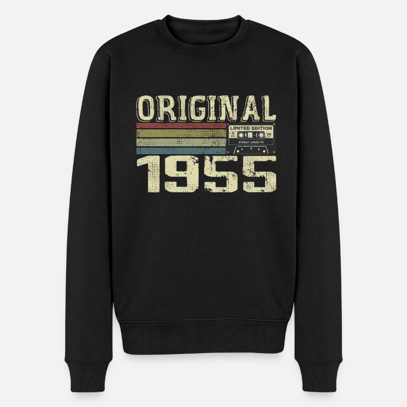 1955 Geburtstagsfeiern - 1955 Retro Geschenk - Männer Premium Bio Pullover - Schwarz