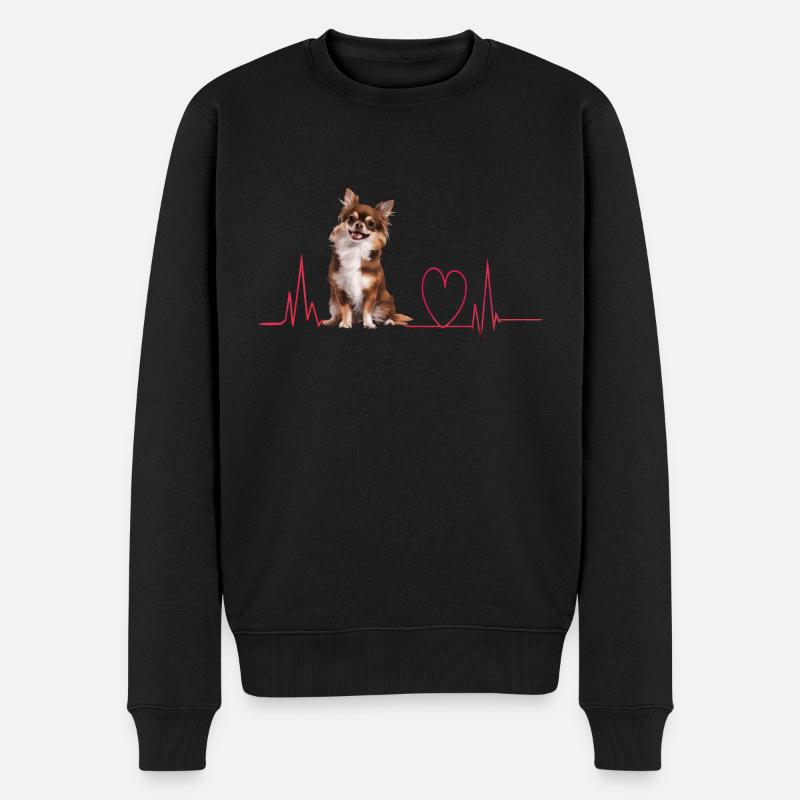 Herzschlag-Geschenk für Hunde - Männer Premium Bio Pullover - Schwarz