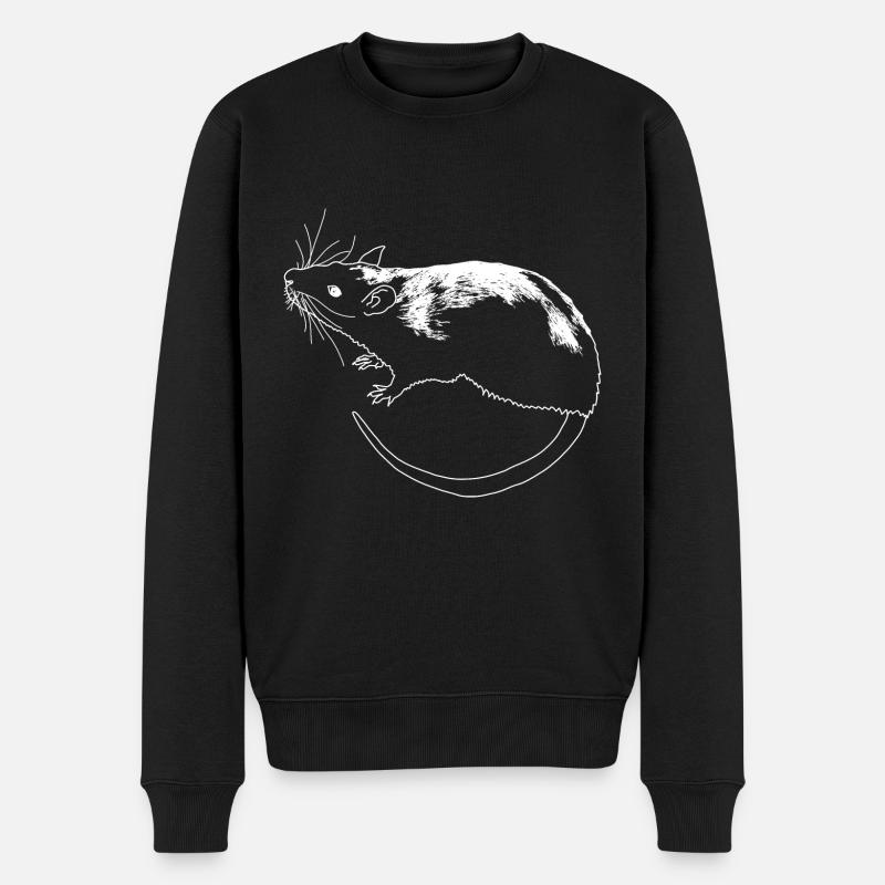Ratte lineart - Männer Premium Bio Pullover - Schwarz