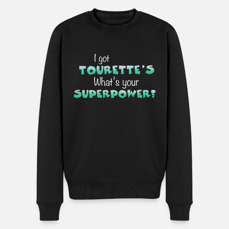 Tourettes Supermacht - Männer Premium Bio Pullover - Schwarz