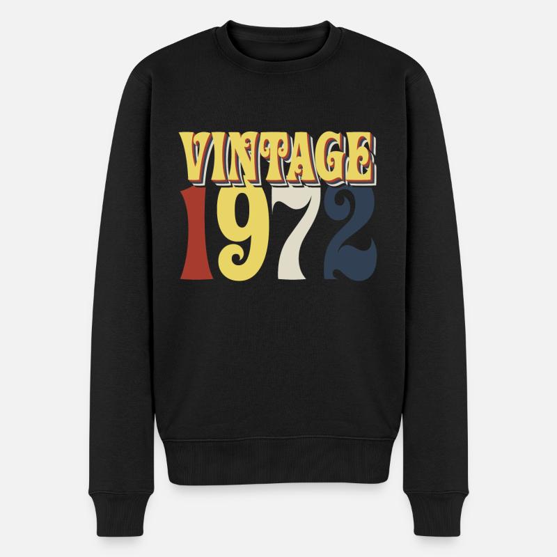 Vintage 1972 - Männer Premium Bio Pullover - Schwarz