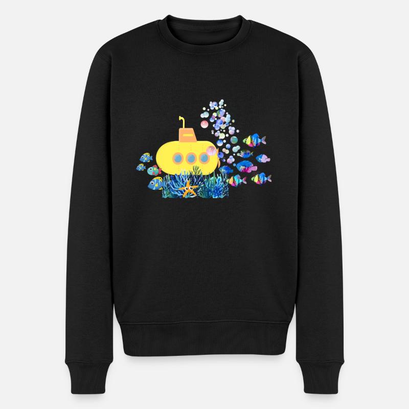 sous-marin,bateau,sous-marin,mer,poisson,crabe,étoile de mer - Pull Premium bio Homme - noir