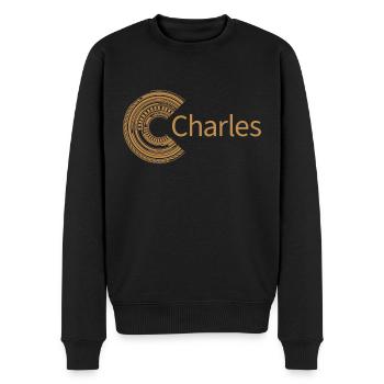 Für Charles - Männer Premium Bio Pullover - Schwarz - Vorne - Nico (187cm)
