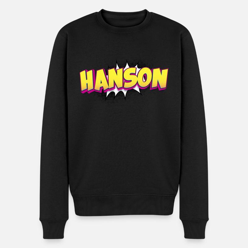 Hanson Benutzerdefinierter Name Comic-Stil Pop-Art, - Männer Premium Bio Pullover - Schwarz