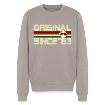 Seit 63 - Männer Premium Bio Pullover - Taupe - Vorne - Nico (187cm)