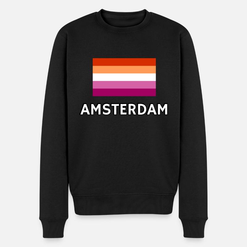 Lesben-Pride-Flagge Amsterdam - Männer Premium Bio Pullover - Schwarz