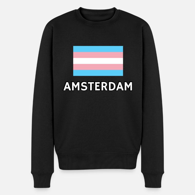 Trans Pride Flagge Amsterdam - Männer Premium Bio Pullover - Schwarz