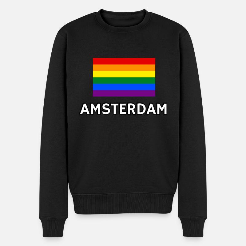 Pride Flagge Amsterdam - Männer Premium Bio Pullover - Schwarz
