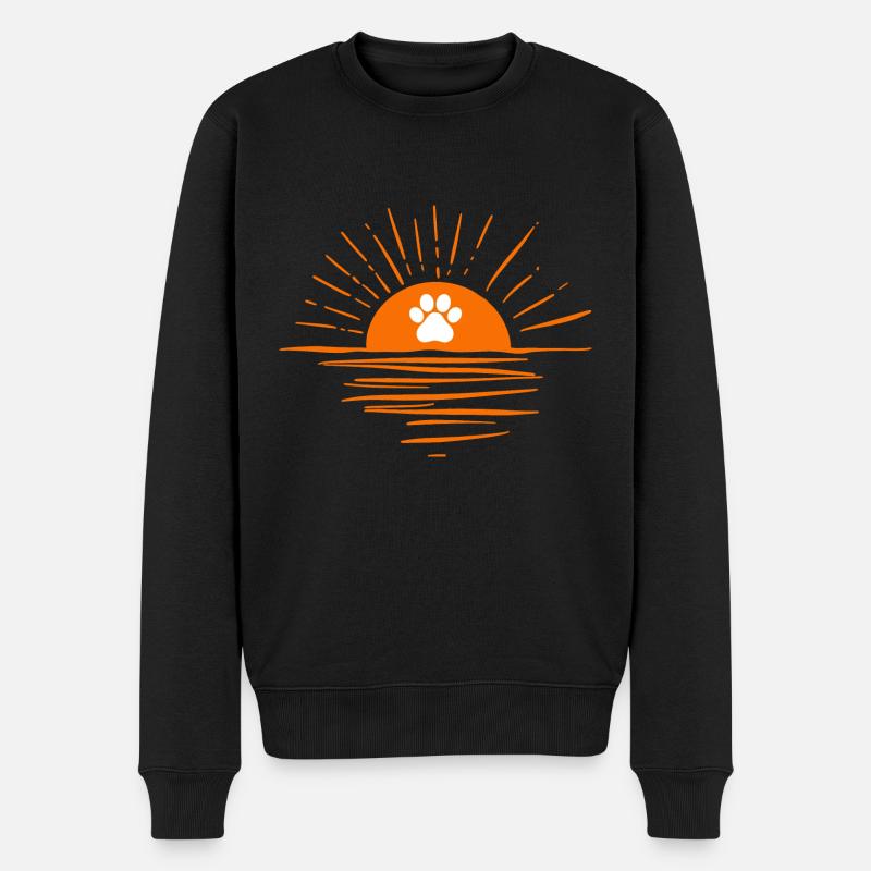 Sonnenuntergang mit Hundepfote - Männer Premium Bio Pullover - Schwarz