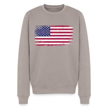 drapeau des Etats Unis - Pull Premium bio Homme - taupe - Devant - Nico (187cm)
