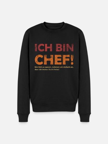 Ich bin der Chef - Männer Premium Bio Pullover - Schwarz