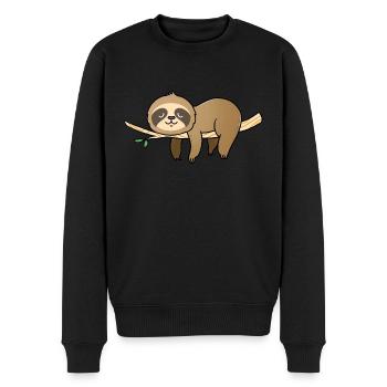 Faultier schläft auf einem Ast - Männer Premium Bio Pullover - Schwarz - Vorne - Nico (187cm)