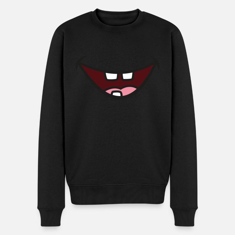 Maul mit 3 Zähnen - Männer Premium Bio Pullover - Schwarz