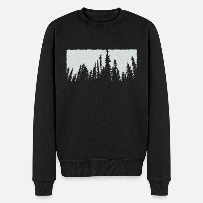 weiße Bäume Wald Natur - Männer Premium Bio Pullover - Schwarz