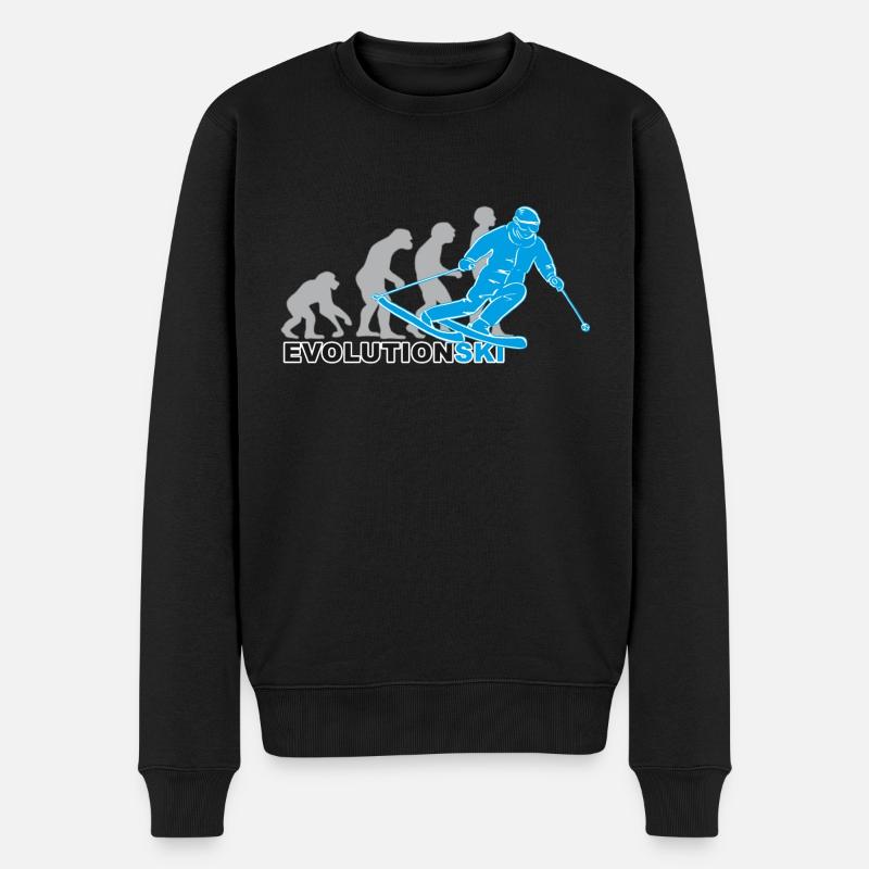 évolution ski, ski, ski, piste de ski - Pull Premium bio Homme - noir