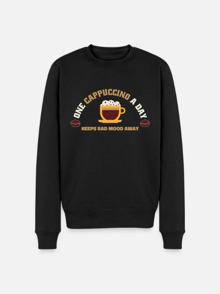 Cappuccino Lover - One Cappuccino A Day - Men's Premium Organic Jumper - black